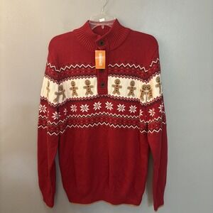 Gymboree Mens S Gingerbread Man Fair Isle Sweater Red Christmas Nordic Holiday